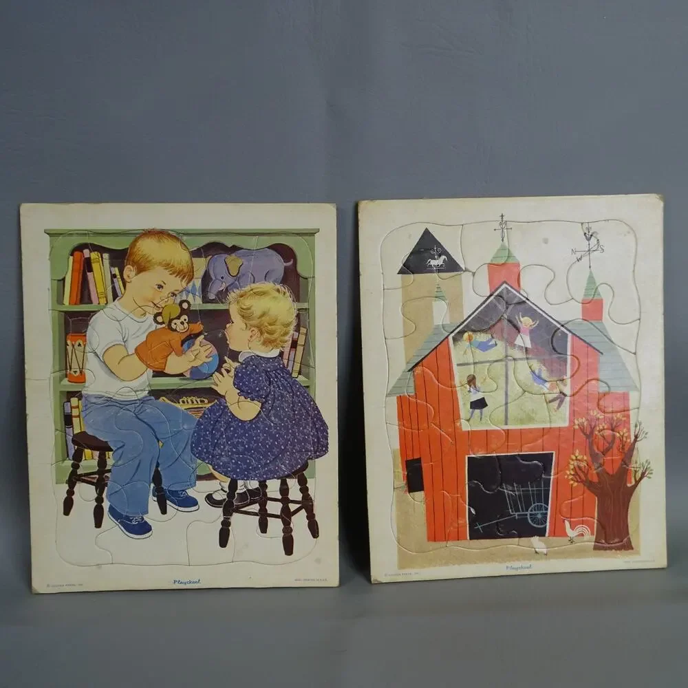 Vintage 1950's Playskool Golden Books Press Inc Puzzle Lot of 8 Original Box